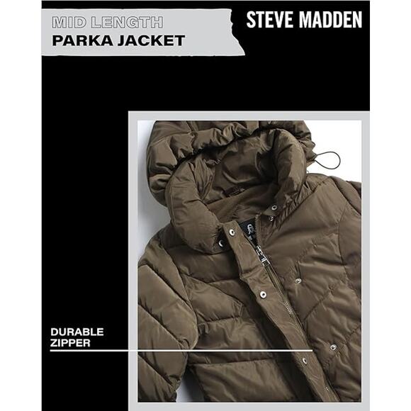 NWT - Steve Madden Chevron Quilted Outerwear Jacket in Olive Green Size: S/P - Picture 2 of 9